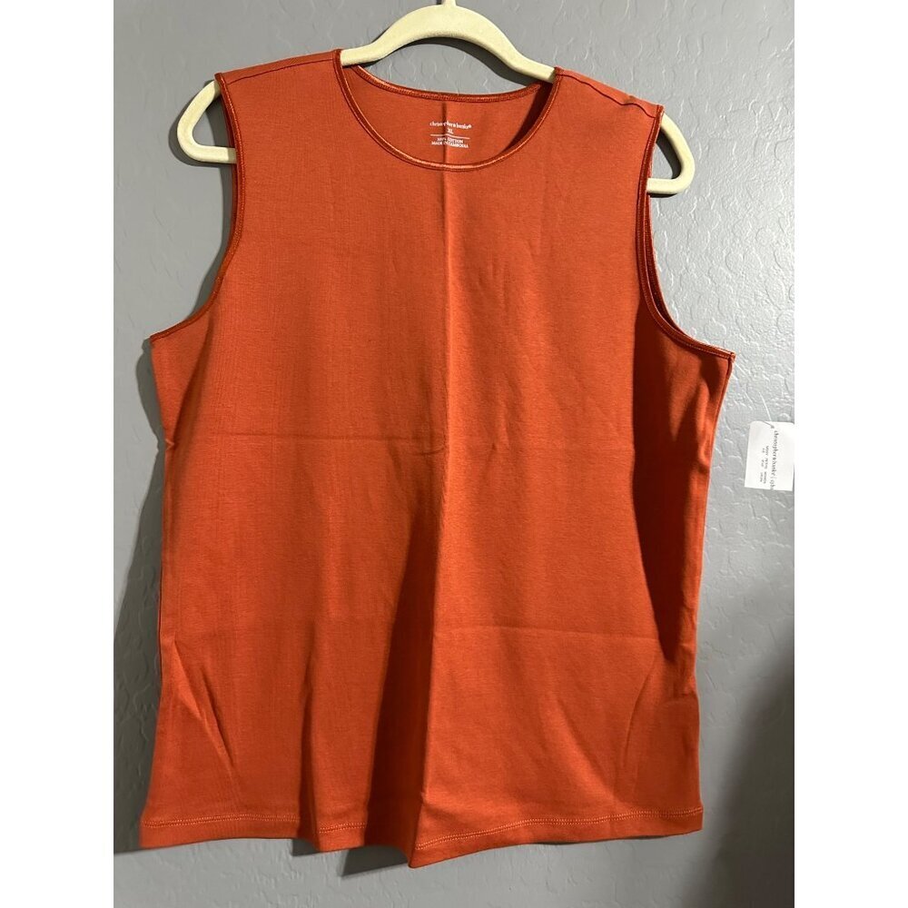 Christopher & Banks Burnt Orange tank 100% Cotton size XL NWT